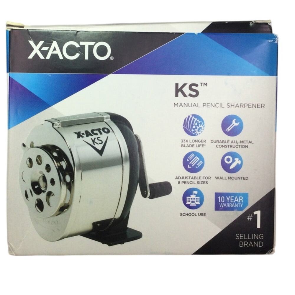 X-ACTO Manual Adjustable Wall Mounted Chrome Metal School Pencil Sharpener